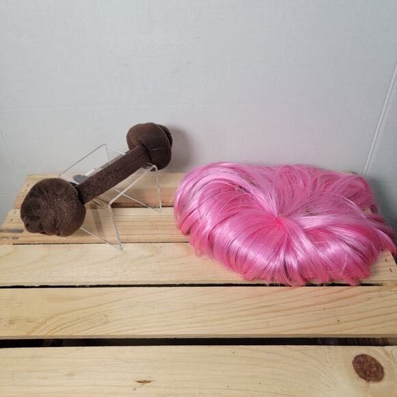 2 Pc Pet Head Pieces: Lulu Pink Wig & Star Wars Princess Leia Headband - Picture 1 of 3